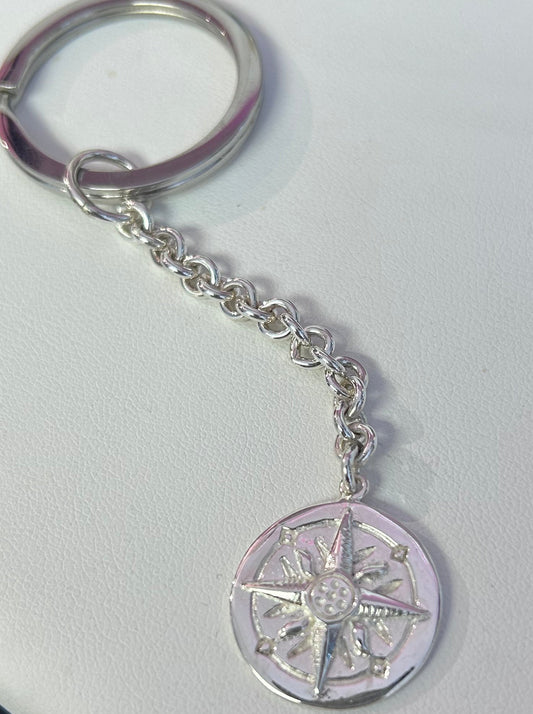 Sterling Silver Compass Key Chain