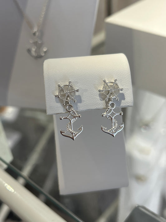 Nautical Ships Wheel Earrings