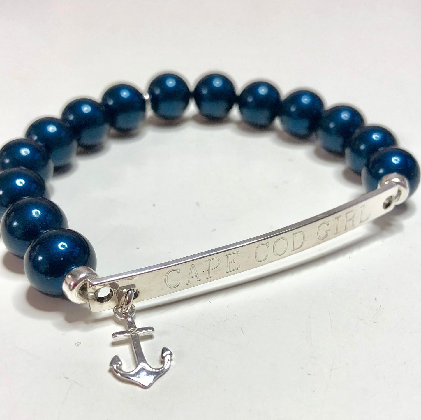 Sterling Silver Beach Booty Bead Engravable Bracelet