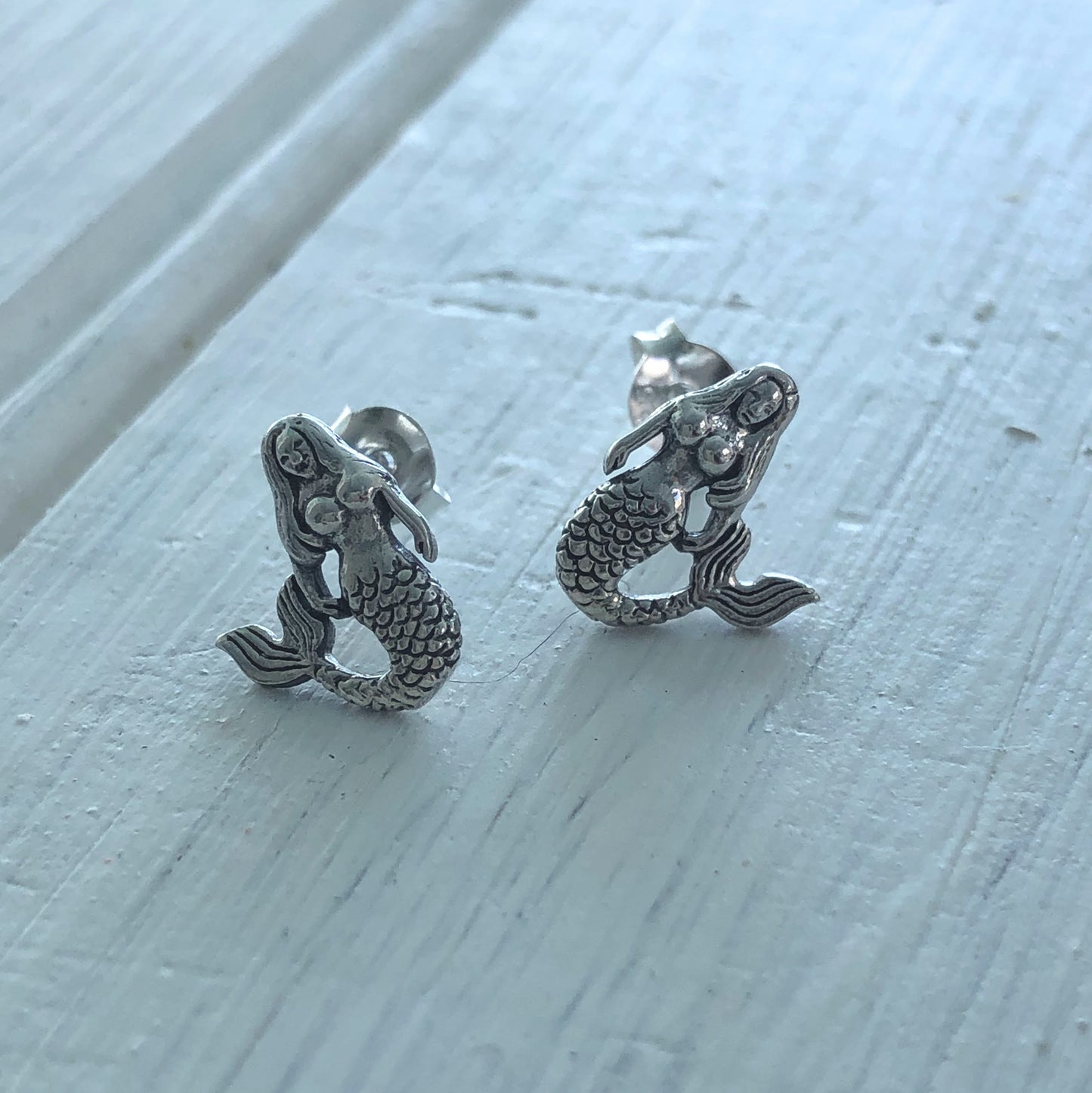 Sterling Silver Mermaid Stud Earrings