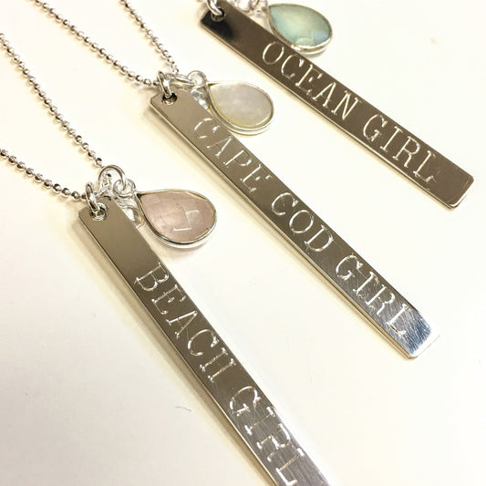 Sterling Silver Beach Booty Engravable Pendant Necklace