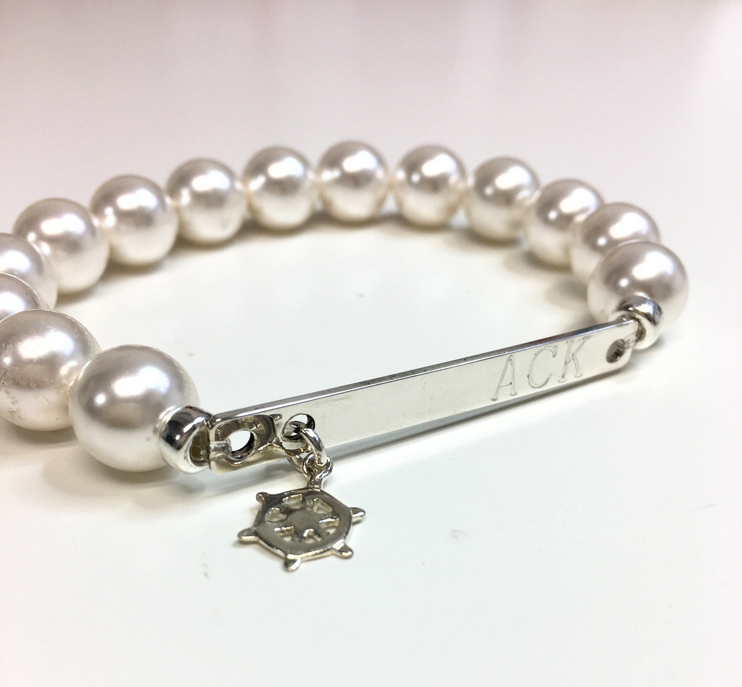 Sterling Silver Beach Booty Bead Engravable Bracelet