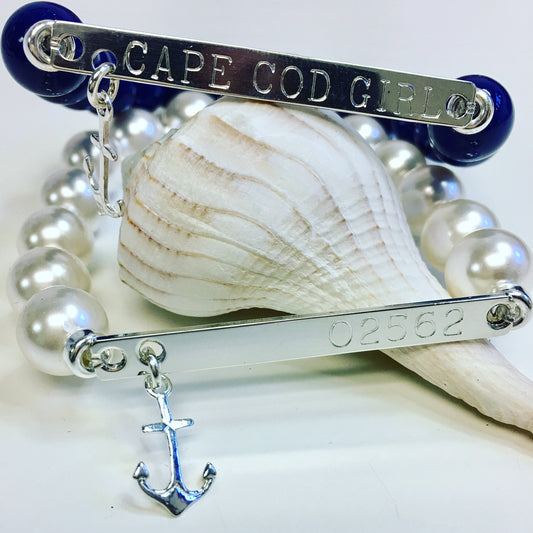 Sterling Silver Beach Booty Bead Engravable Bracelet
