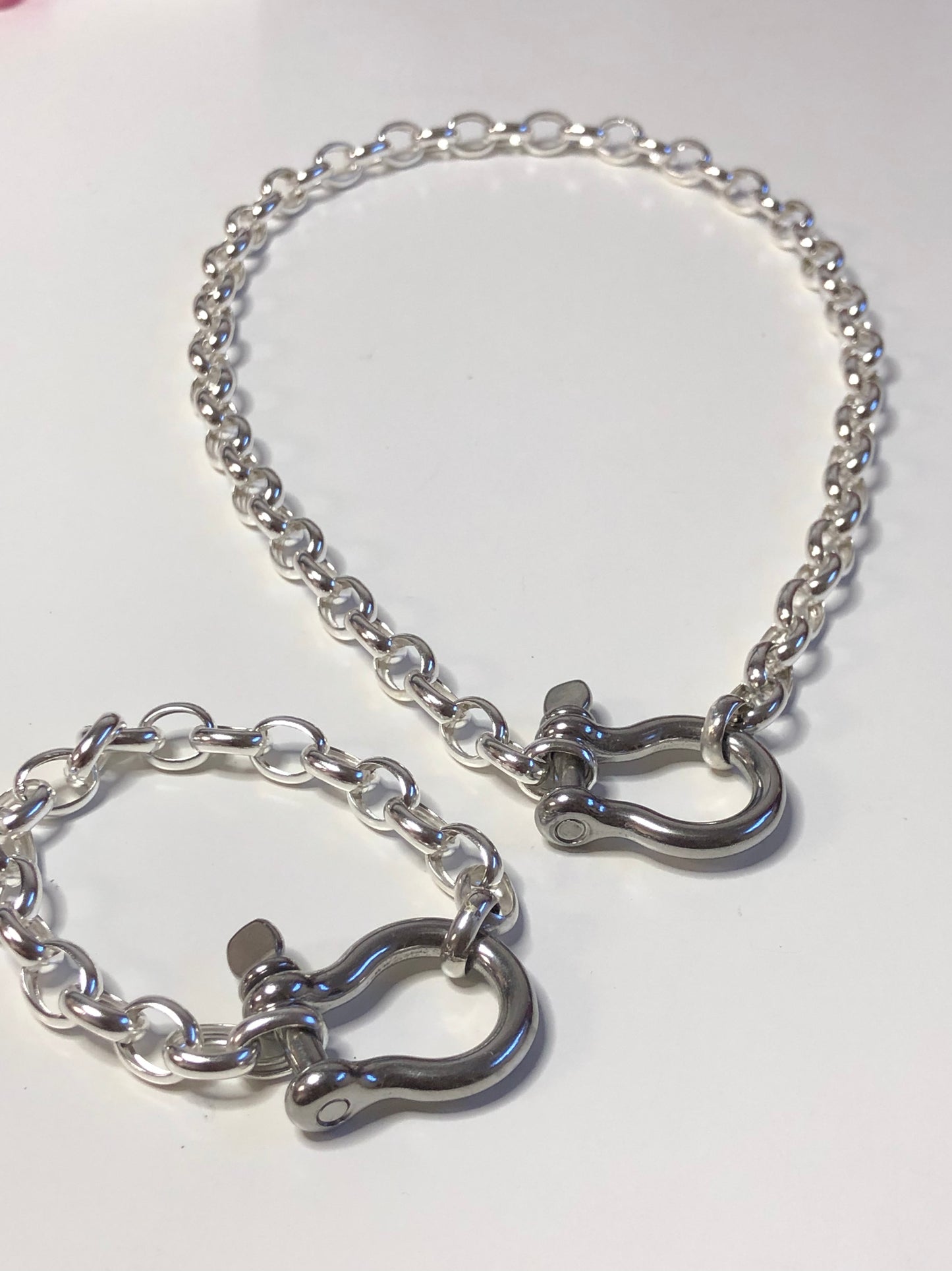 Sterling Silver Anchor Link Shackle Necklace