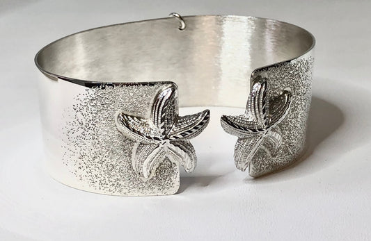 Sterling Silver Double Starfish Cuff Bracelet