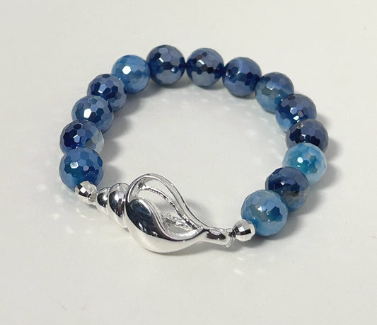 Sterling Silver Seashell Gemstone Bracelet