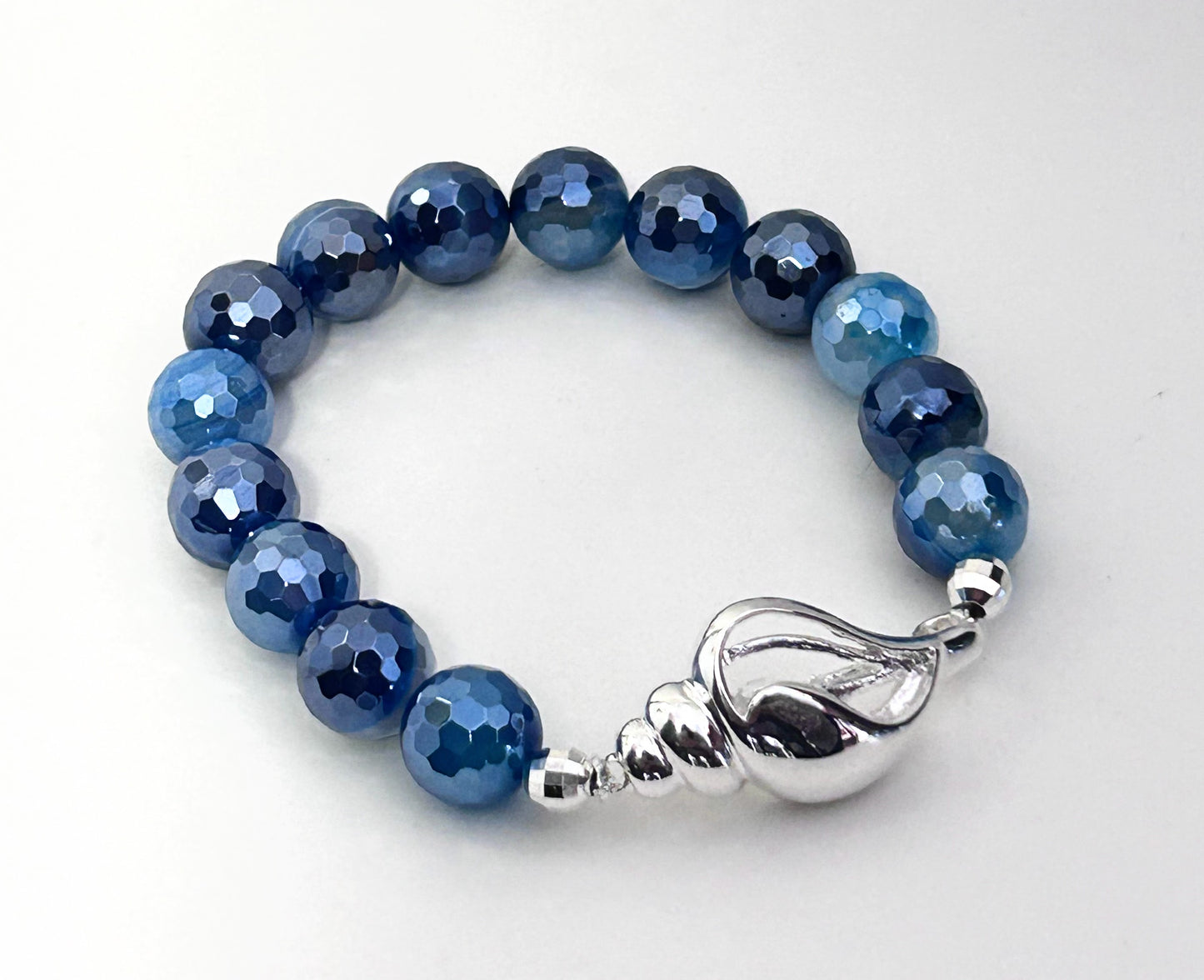 Sterling Silver Seashell Gemstone Bracelet