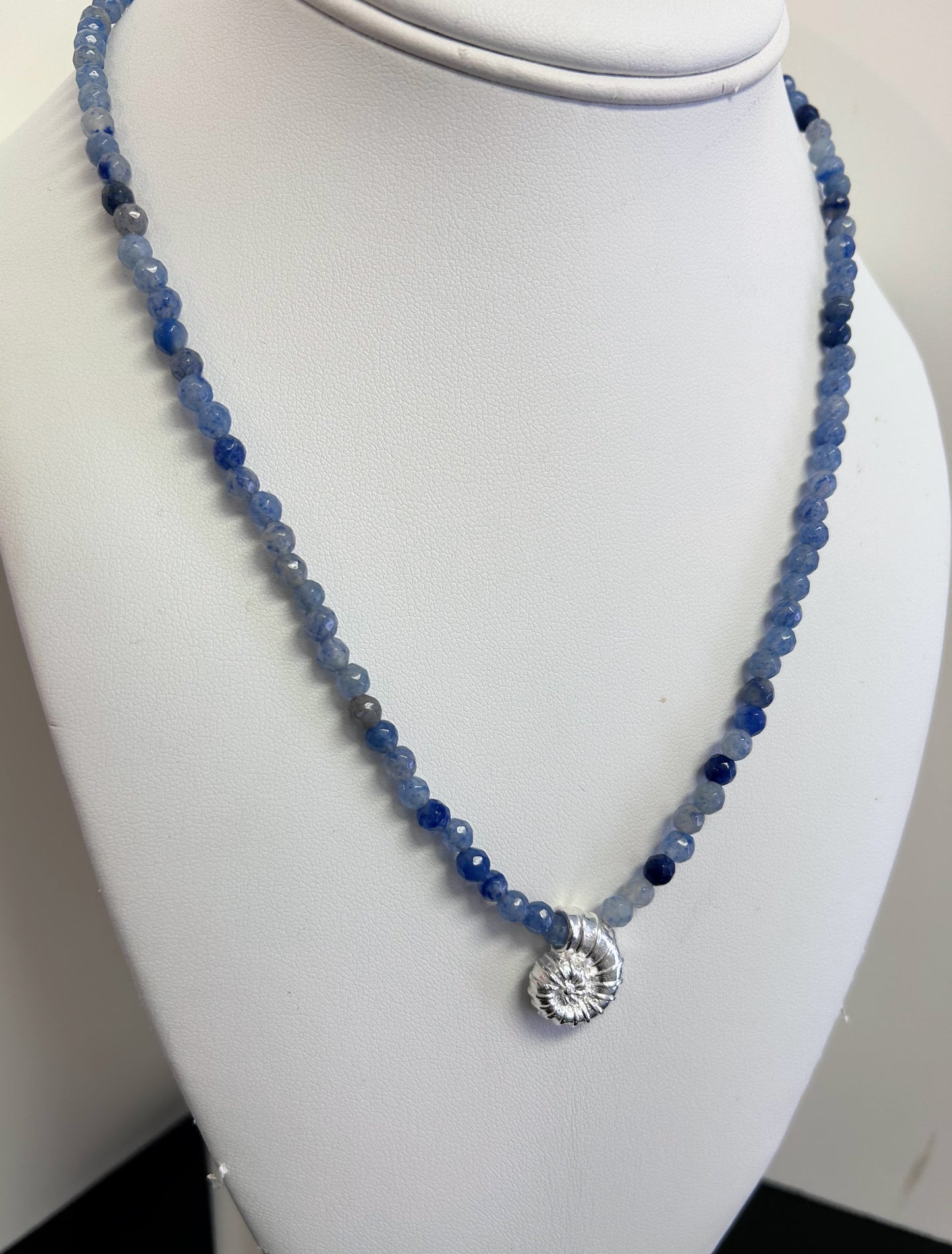 Sterling Silver and Gemstone Seashell Necklace