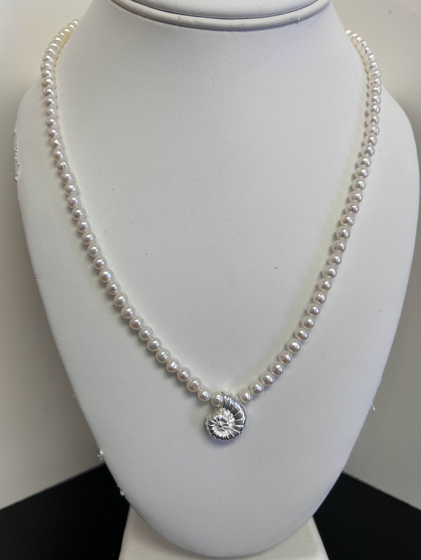 Sterling Silver and Gemstone Seashell Necklace