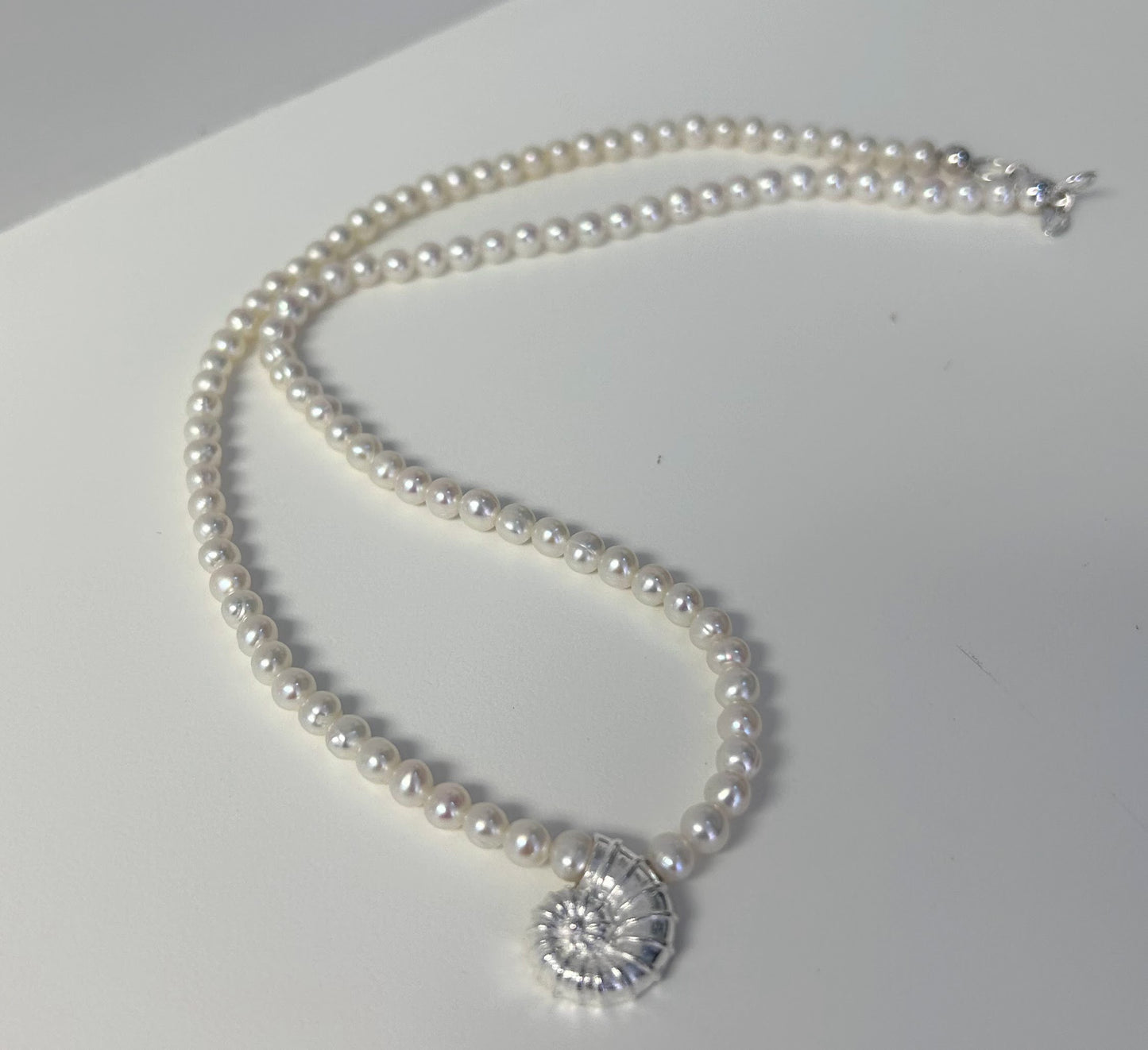 Sterling Silver and Gemstone Seashell Necklace