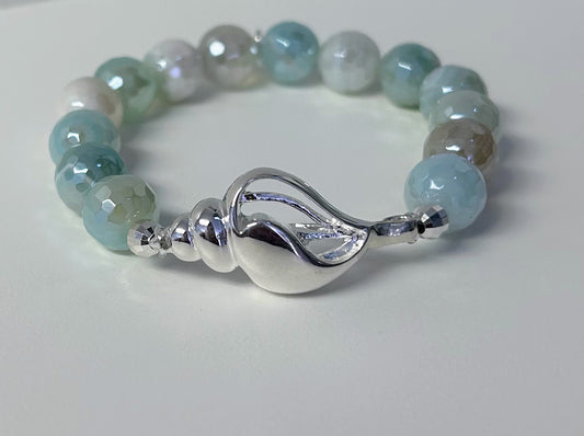 Sterling Silver Seashell Gemstone Bracelet
