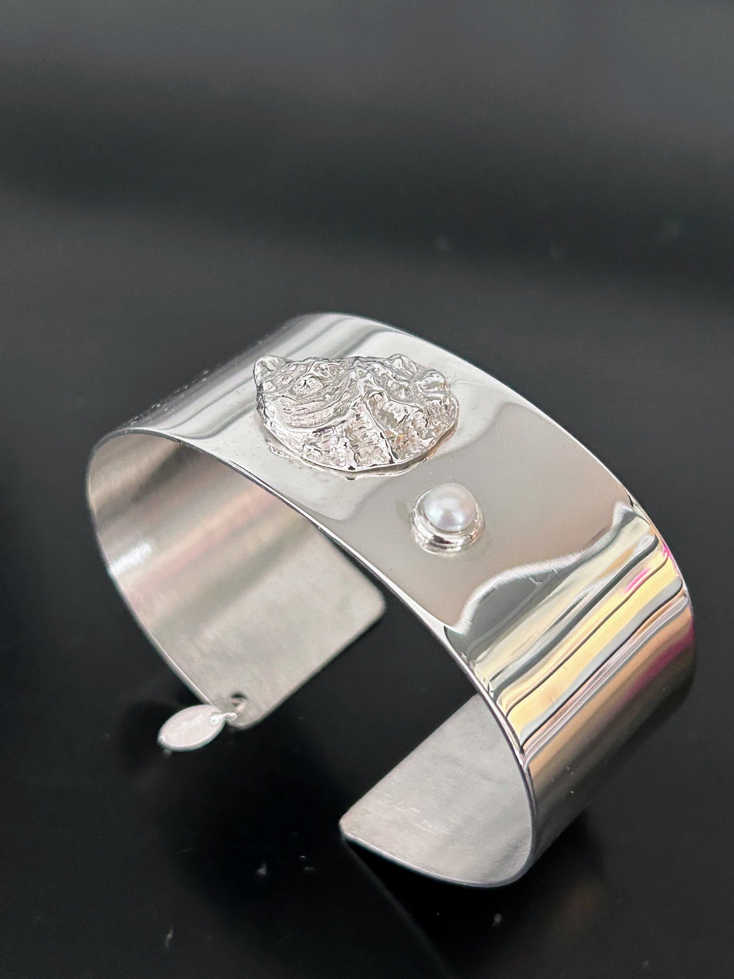 Sterling Silver Oyster Shell Cuff Bracelet