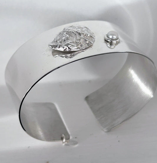 Sterling Silver Oyster Shell Cuff Bracelet