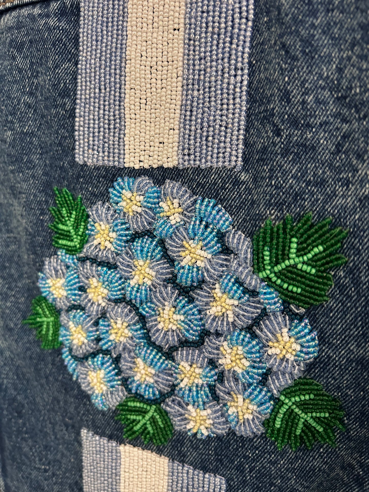 Beaded Hydrangea Denim Jacket