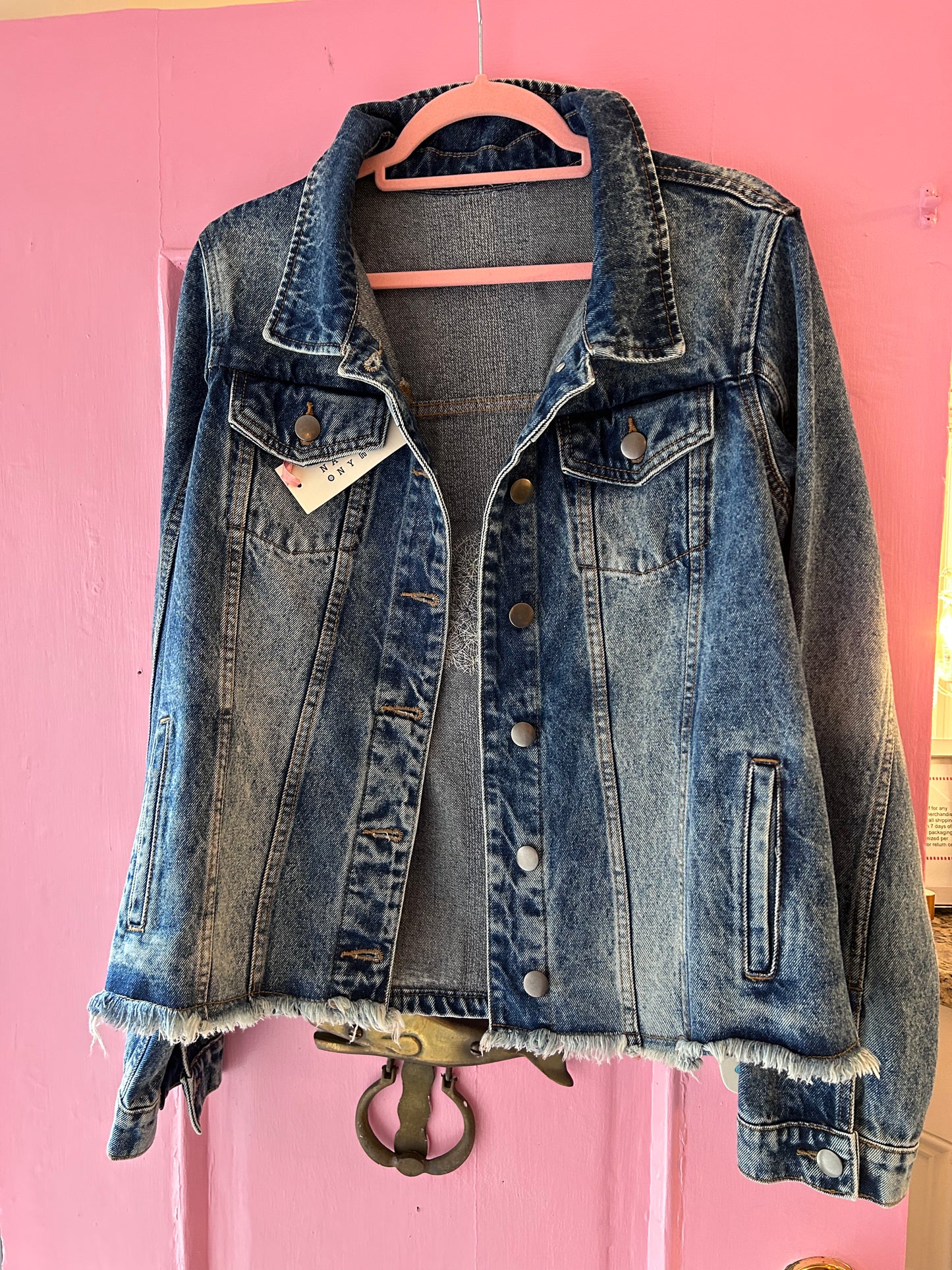Beaded Hydrangea Denim Jacket