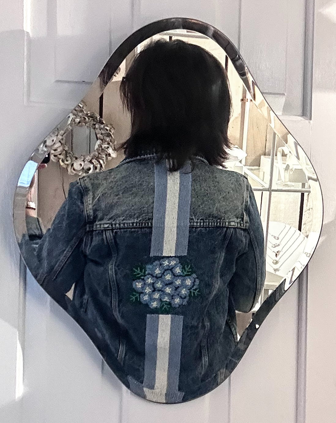 Beaded Hydrangea Denim Jacket