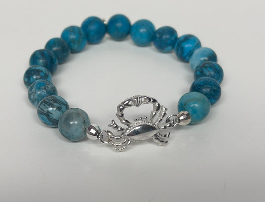 Sterling Silver Crab Gemstone Bracelet