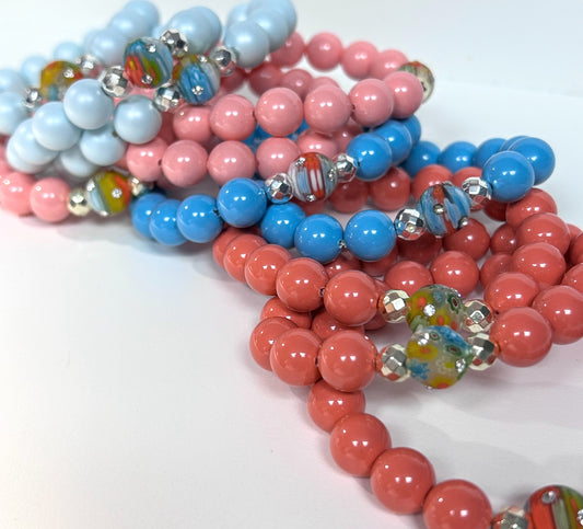 Seaside Radiance Bracelet – Millefiori Glass, Austrian Crystals & Hematite (Limited Edition)