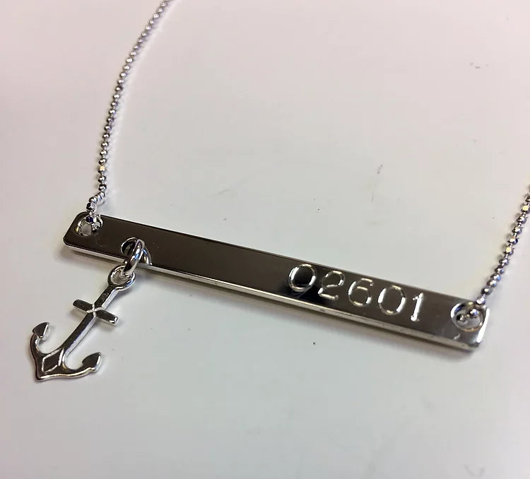 Sterling Silver Beach Booty Engravable Anchor Necklace