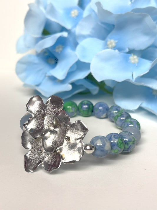 #57 Hydrangea Flower Jade Bracelet