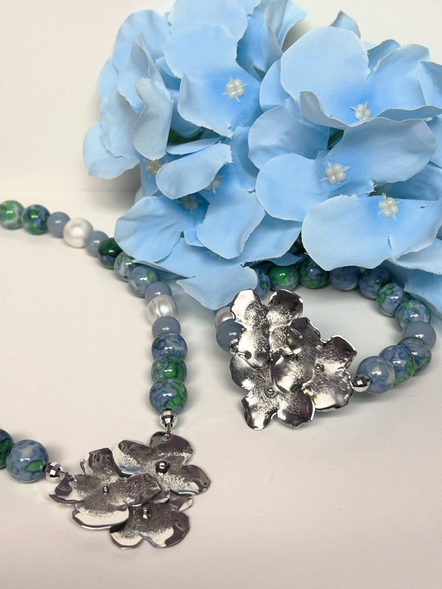 #57 Hydrangea Flower Jade Bracelet