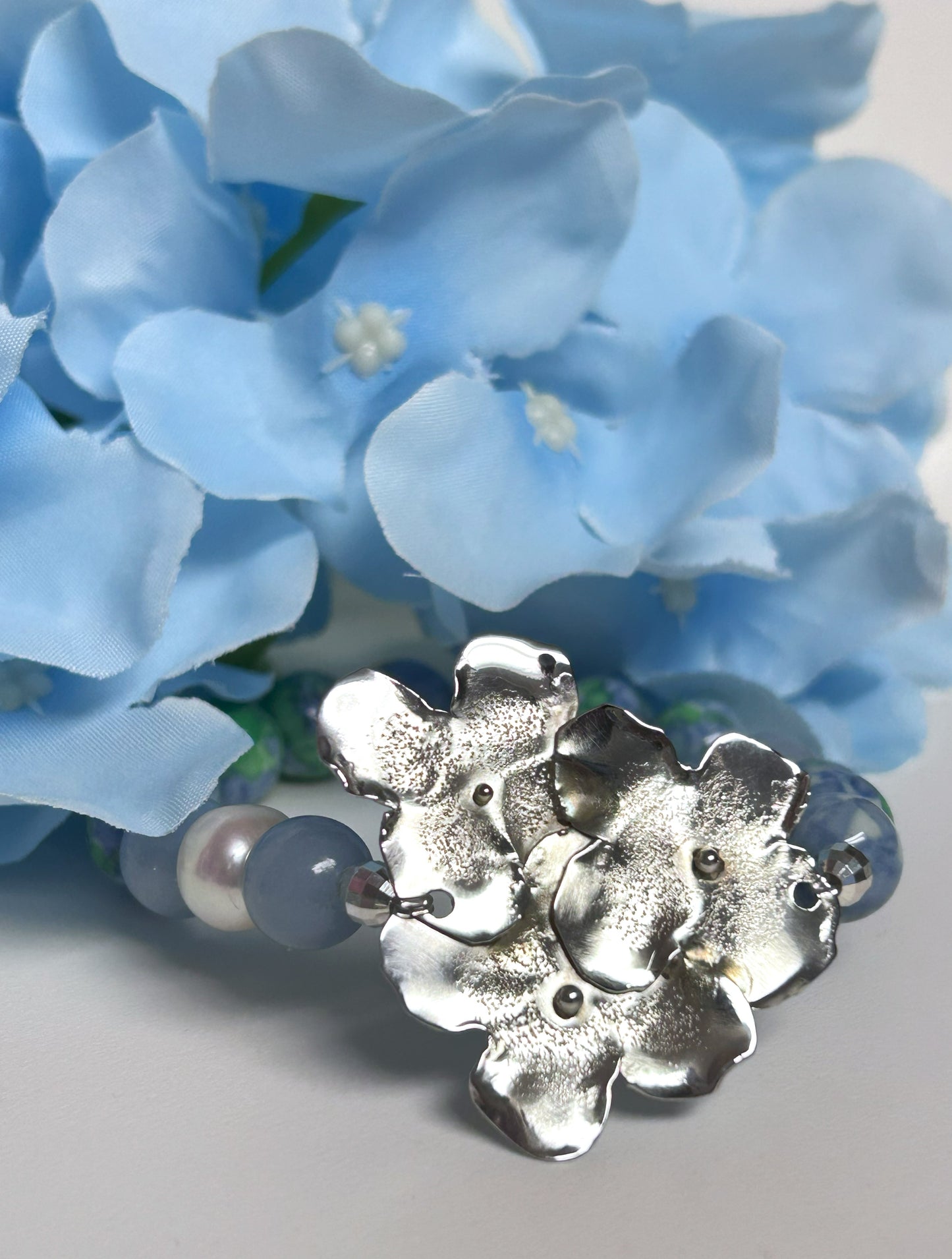#57 Hydrangea Flower Jade Bracelet