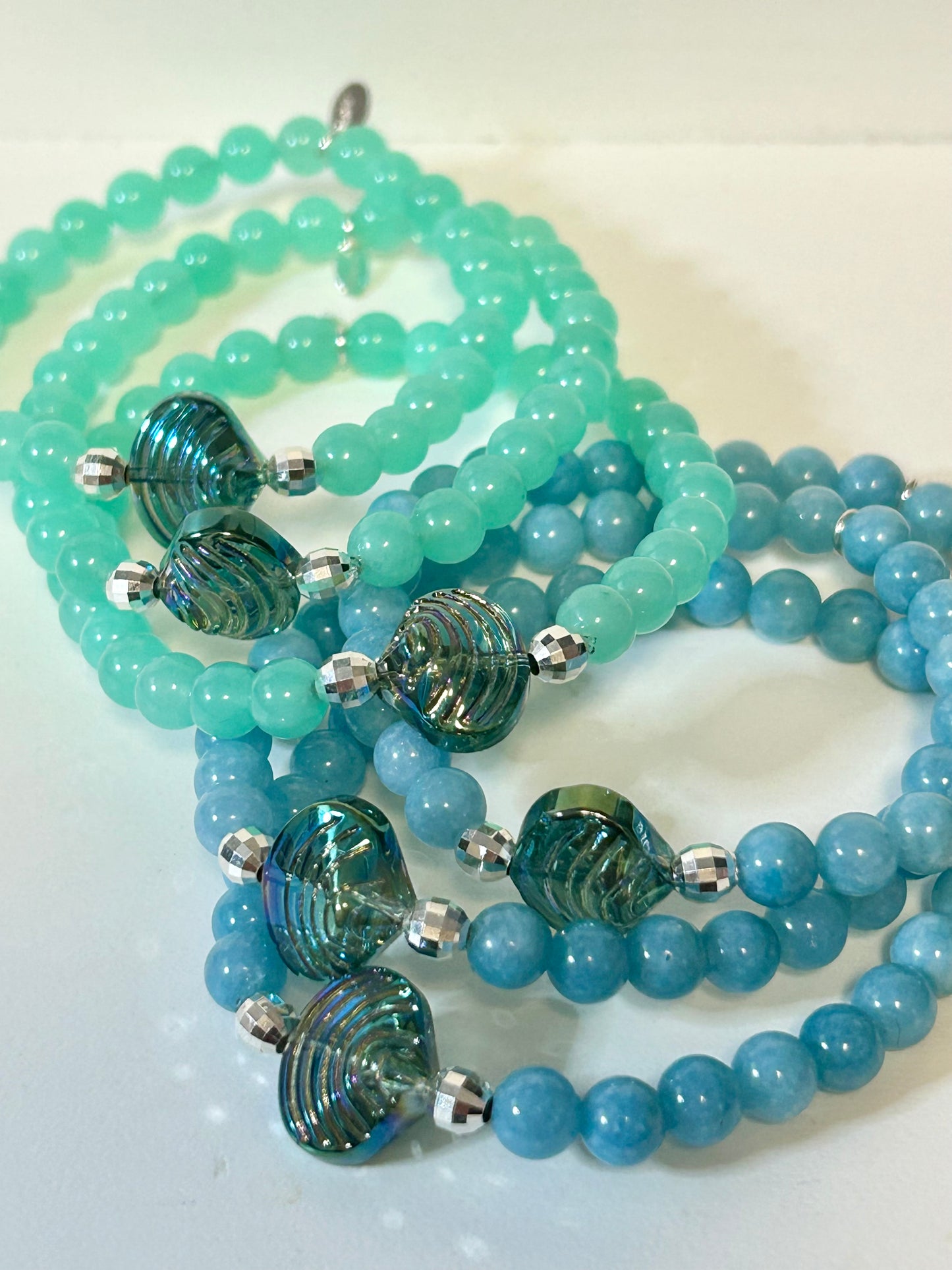Glass Seashell Gemstone Bracelet