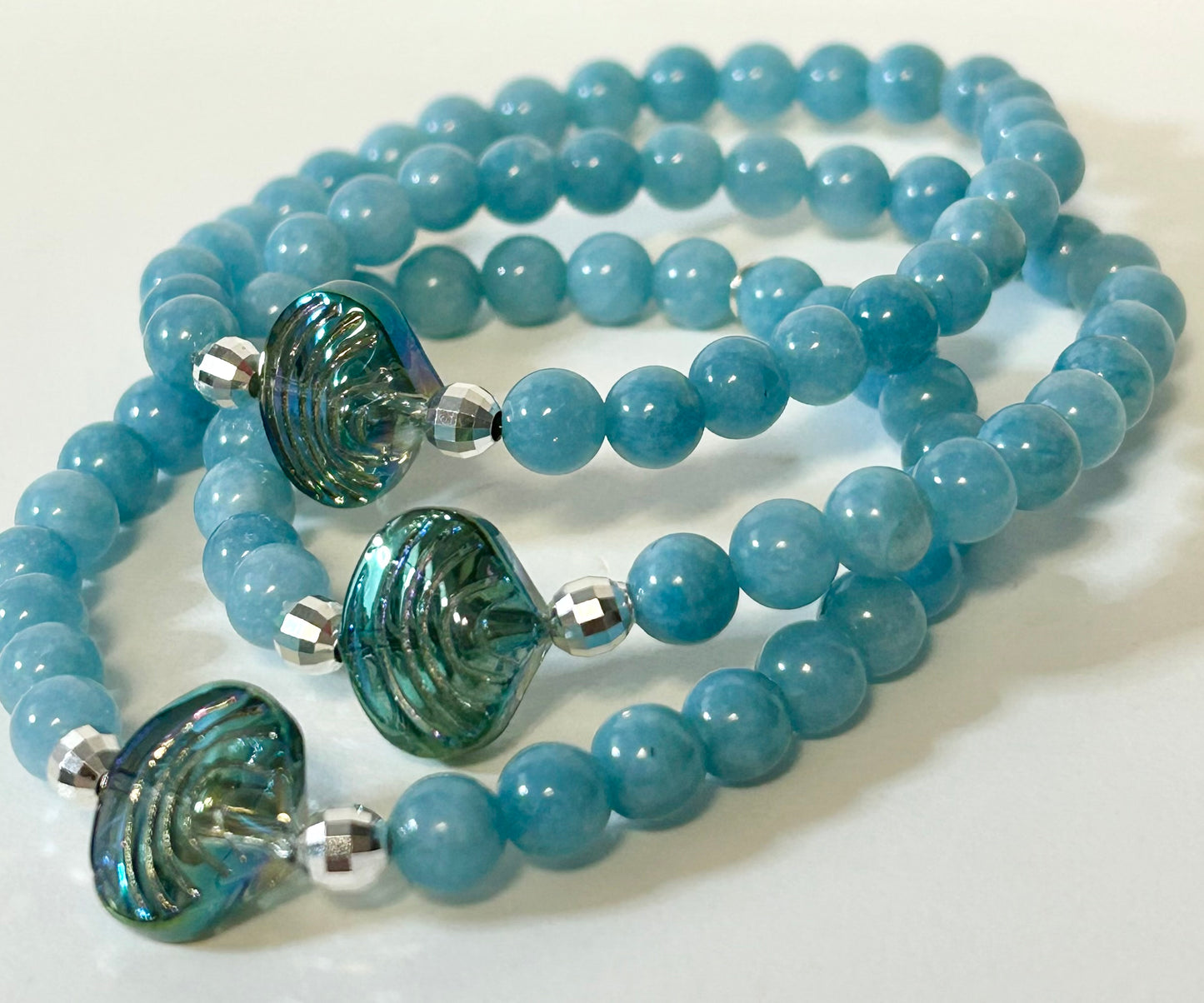 Glass Seashell Gemstone Bracelet