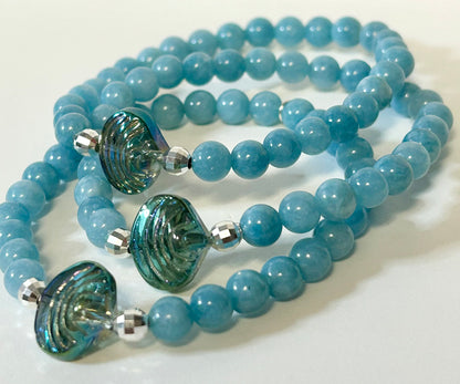 Glass Seashell Gemstone Bracelet