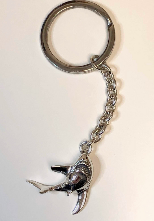Sterling Silver Shark Keychain