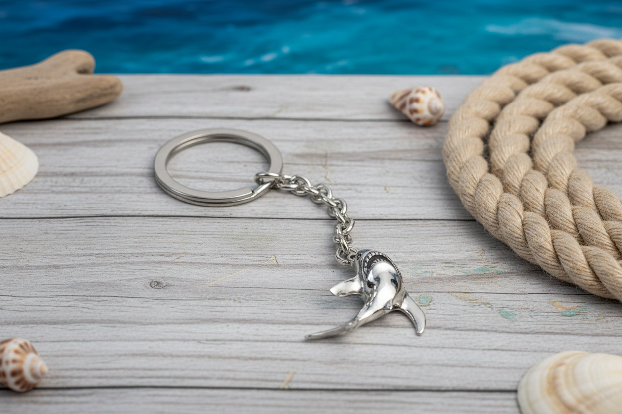 Sterling Silver Shark Keychain