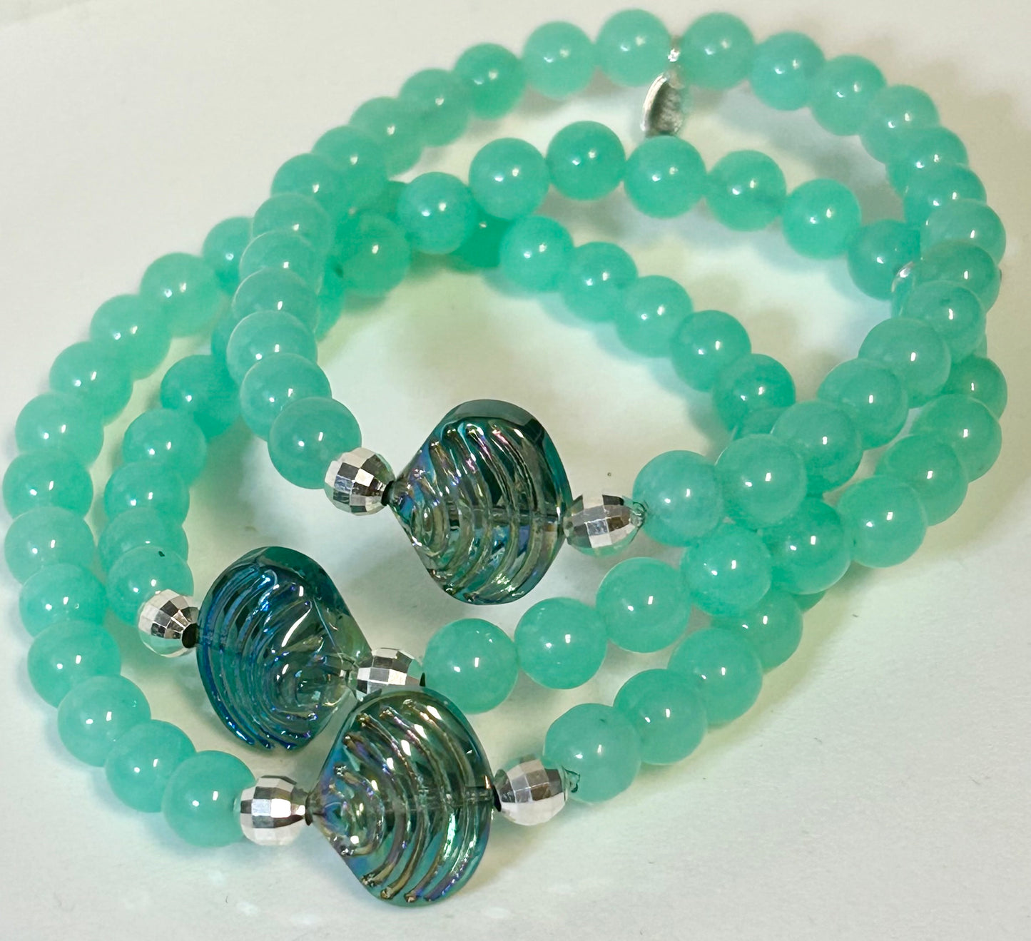 Glass Seashell Gemstone Bracelet