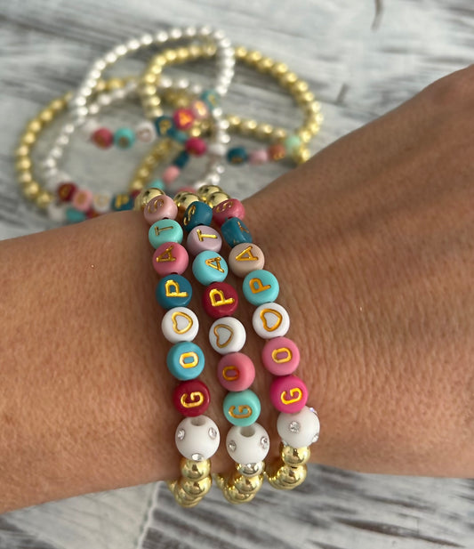 Go Pats Gemstone Stretch Bracelet