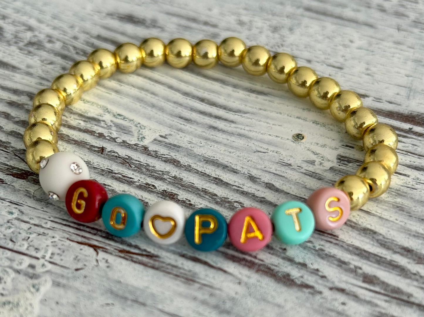 Go Pats Gemstone Stretch Bracelet