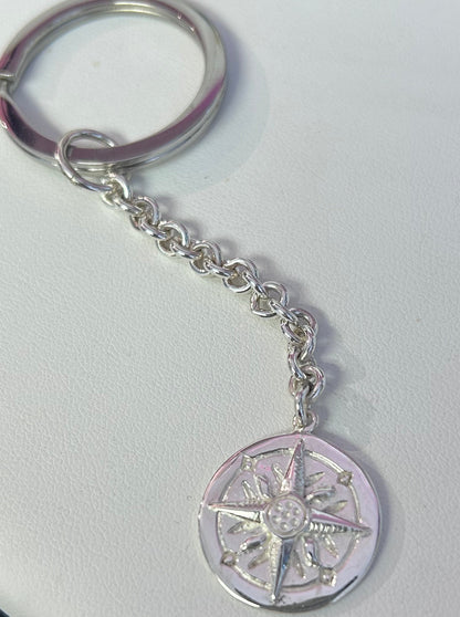 Sterling Silver Compass Key Chain
