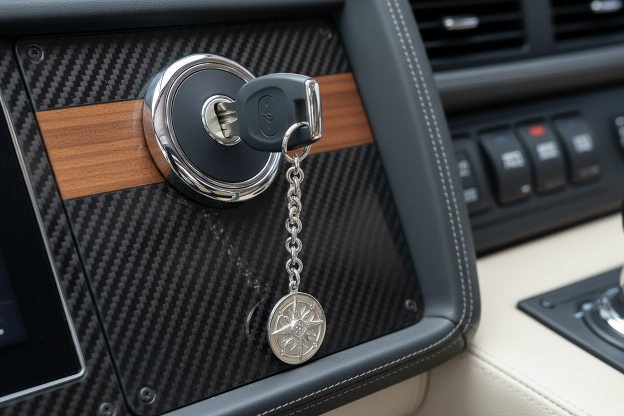 Sterling Silver Compass Key Chain