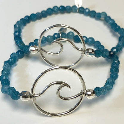 Sterling Silver Wave Gemstone Bracelet