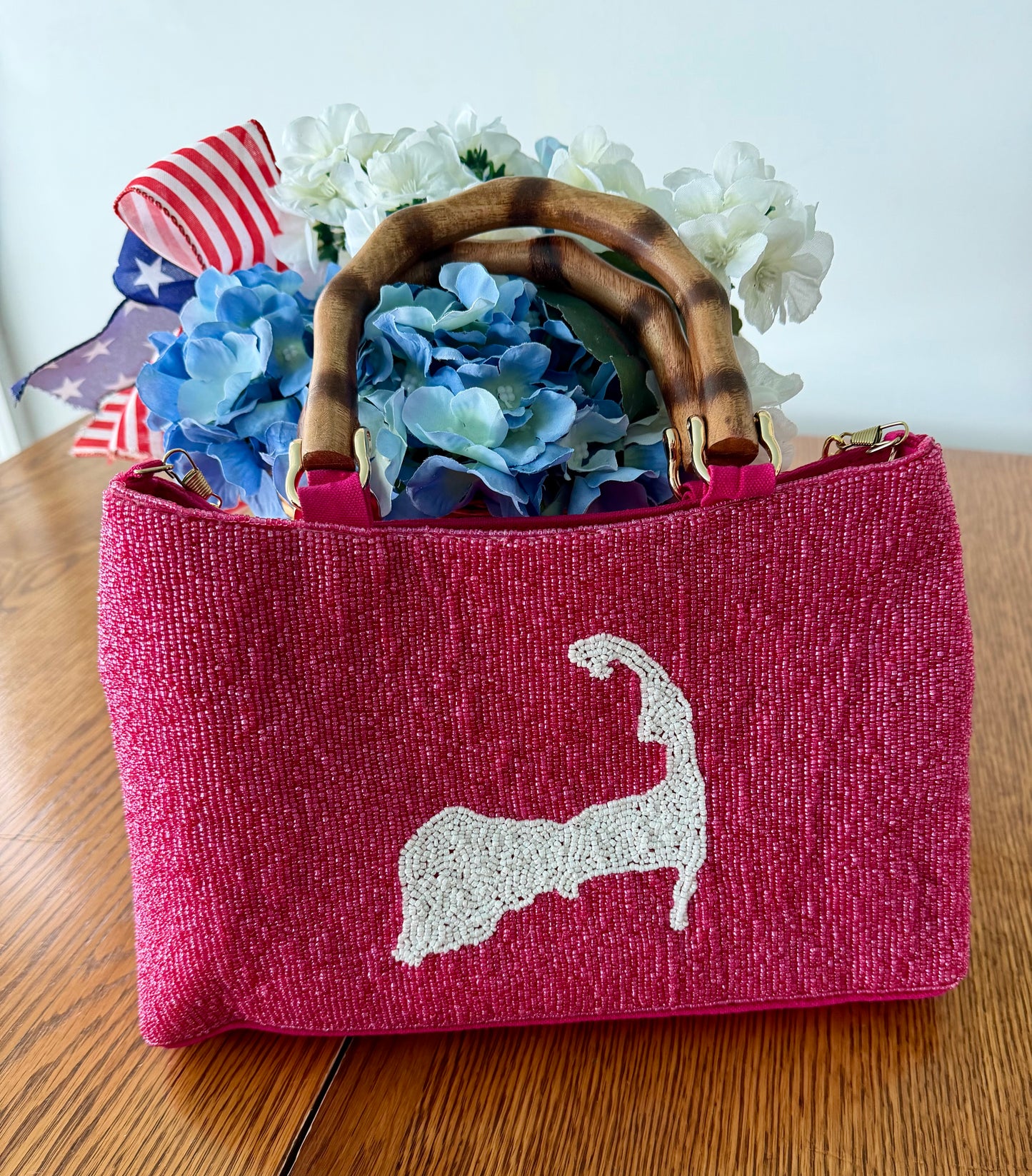 Pink Beaded Cape Cod Purse