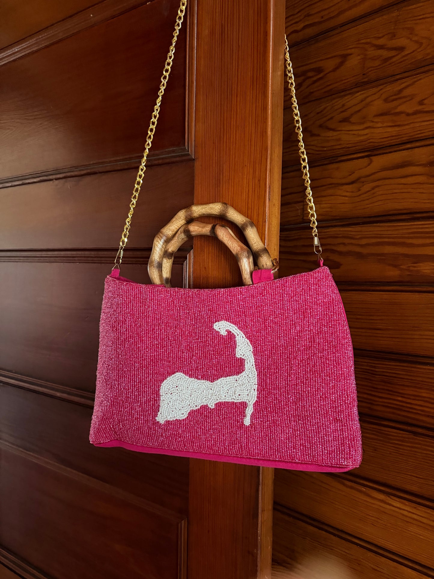 Pink Beaded Cape Cod Purse