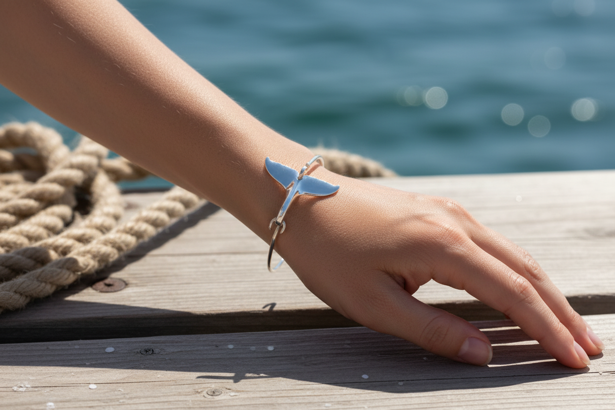 Sterling Silver Whale Tail Bracelet