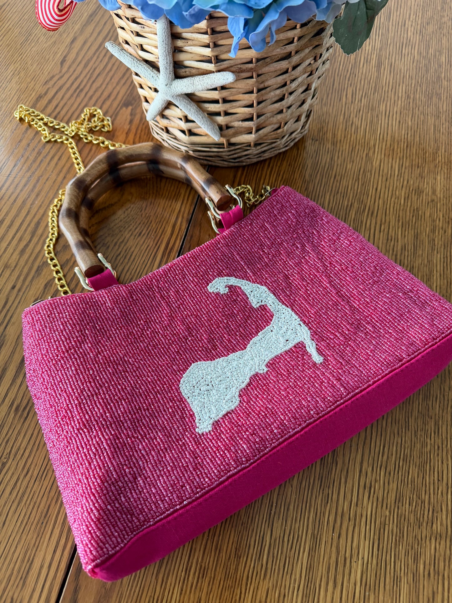 Pink Beaded Cape Cod Purse