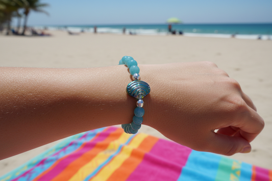 Glass Seashell Gemstone Bracelet