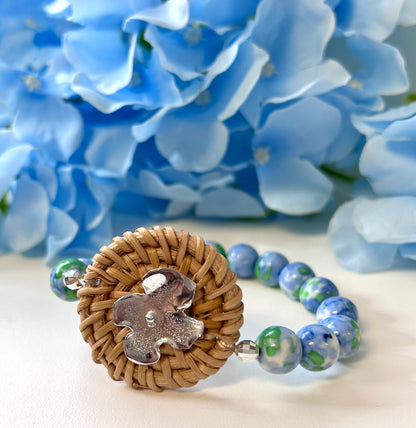 Basket Top Hydrangea Beaded Bracelet #21