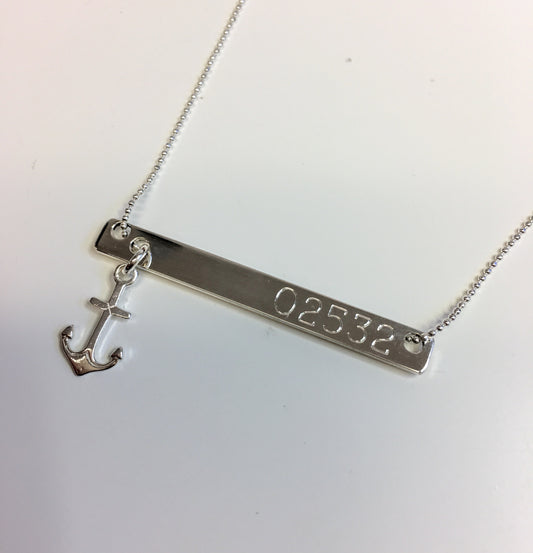 Sterling Silver Beach Booty Engravable Anchor Necklace