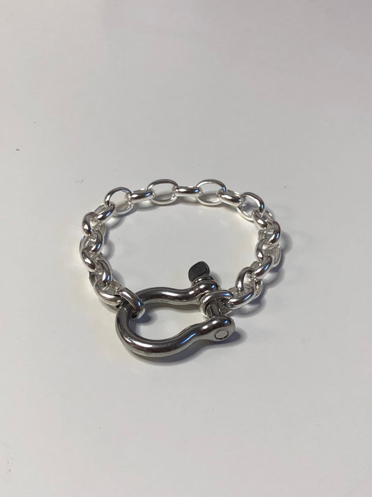 Sterling Silver Anchor Link Shackle Bracelet