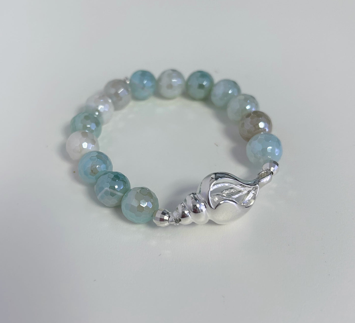 Sterling Silver Seashell Gemstone Bracelet