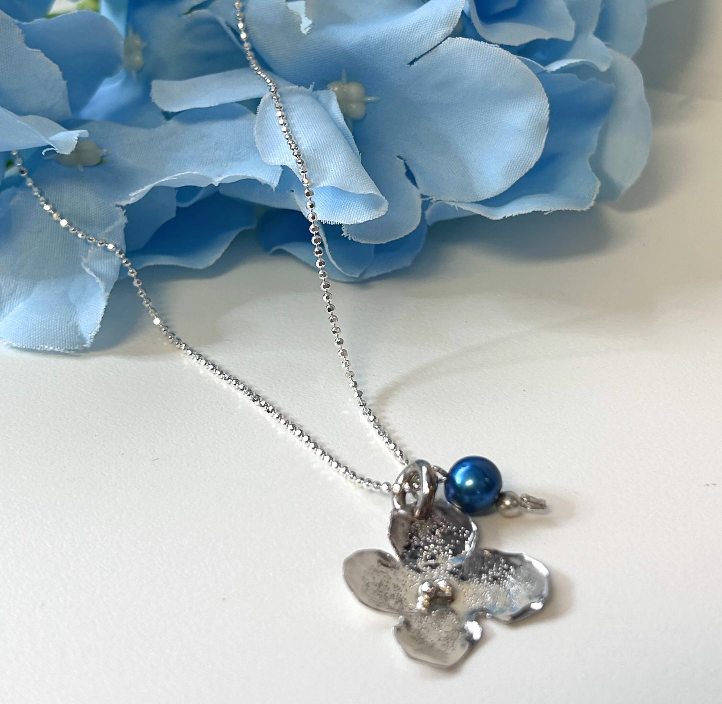Sterling Silver Hydrangea Flower Necklace