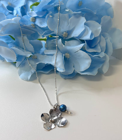 Sterling Silver Hydrangea Flower Necklace