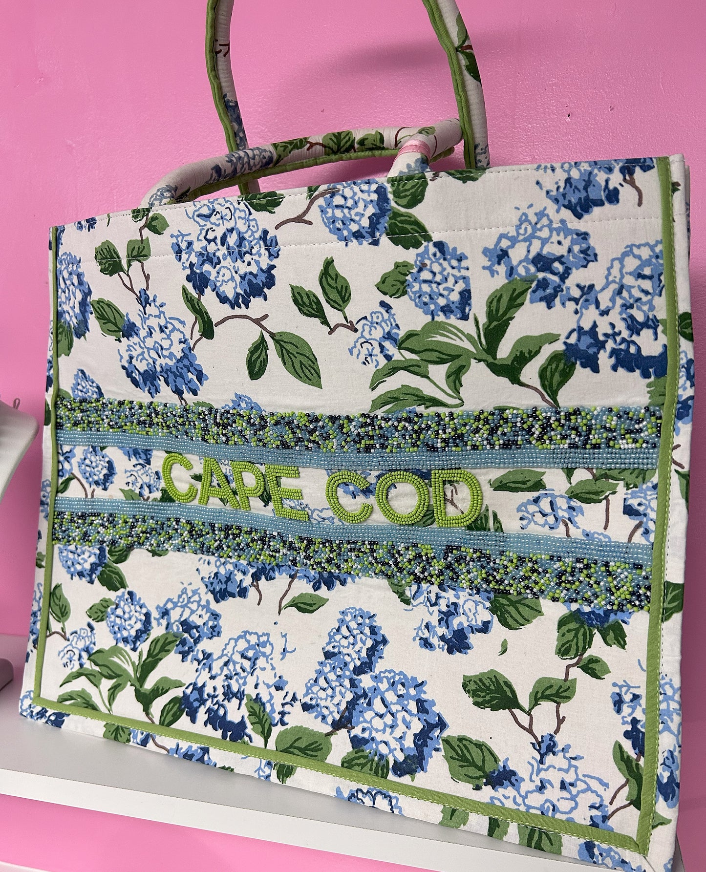 Beaded "CAPE COD" Hydrangea Tote