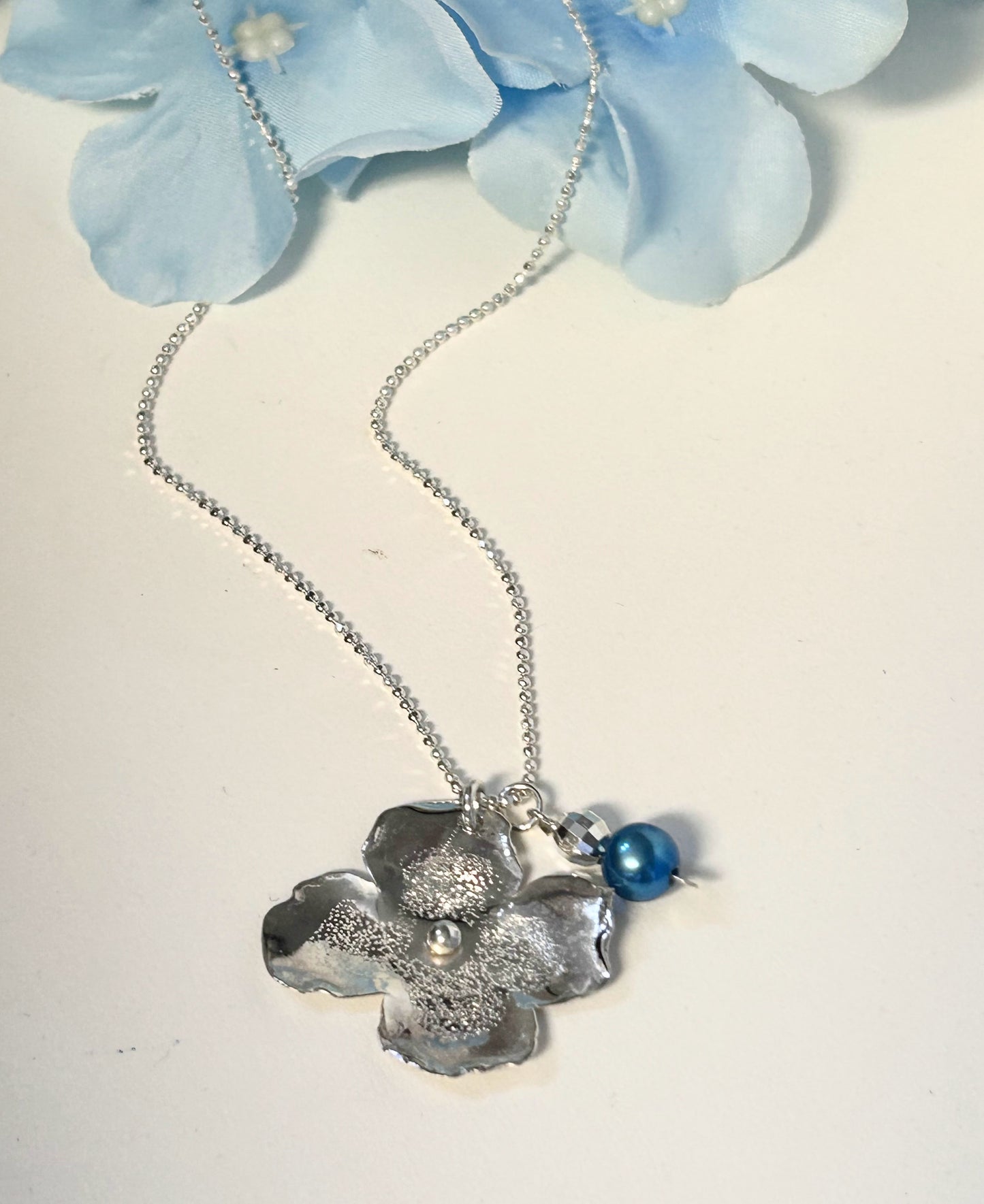 Sterling Silver Hydrangea Flower Necklace